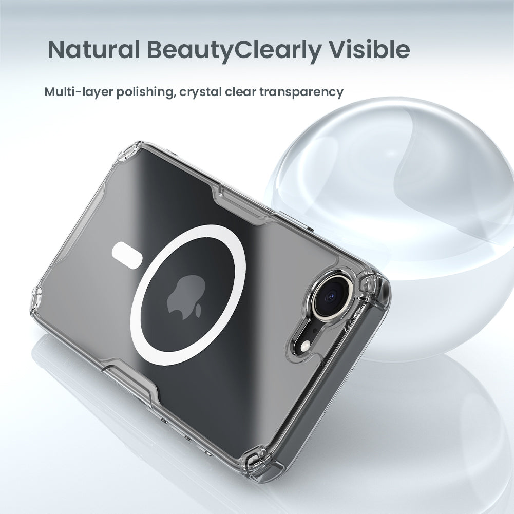 Nillkin iPhone 16e 6.1" 內置磁吸四角氣囊邊框加厚TPU+PC背版防摔手機保護殼本色Pro系列