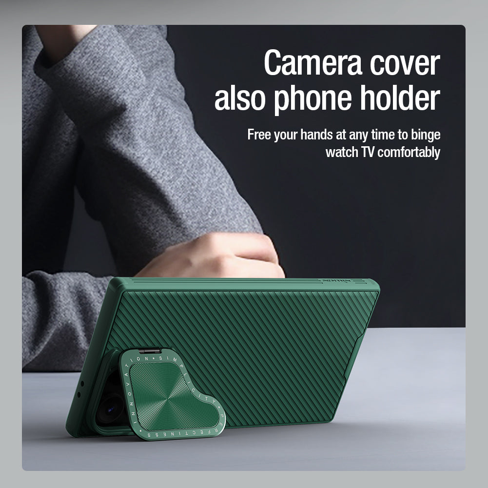 Nillkin Samsung S24 Series Phone Stand/Lens Cover 2 in 1,Built-in magnetic function,Four-corner Airbag,Anti-Slip Phone Case