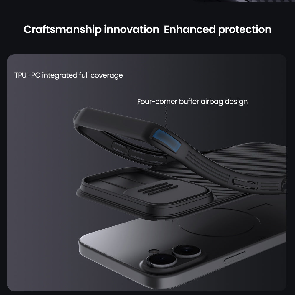Nillkin iPhone 17 系列 MagSafe內置磁吸/鏡頭滑蓋保護/四角氣囊防摔手機保護殼黑鏡Pro系列