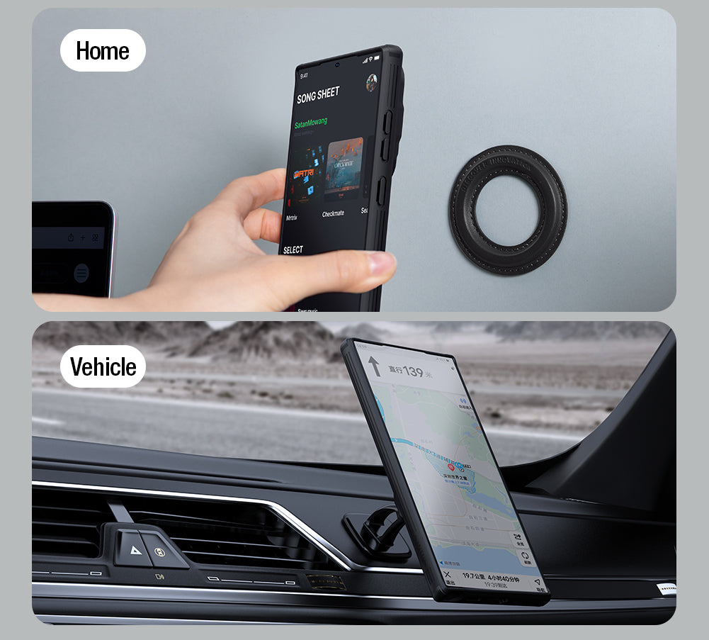 Nillkin Samsung S24 Series Phone Stand/Lens Cover 2 in 1,Built-in magnetic function,Four-corner Airbag,Anti-Slip Phone Case