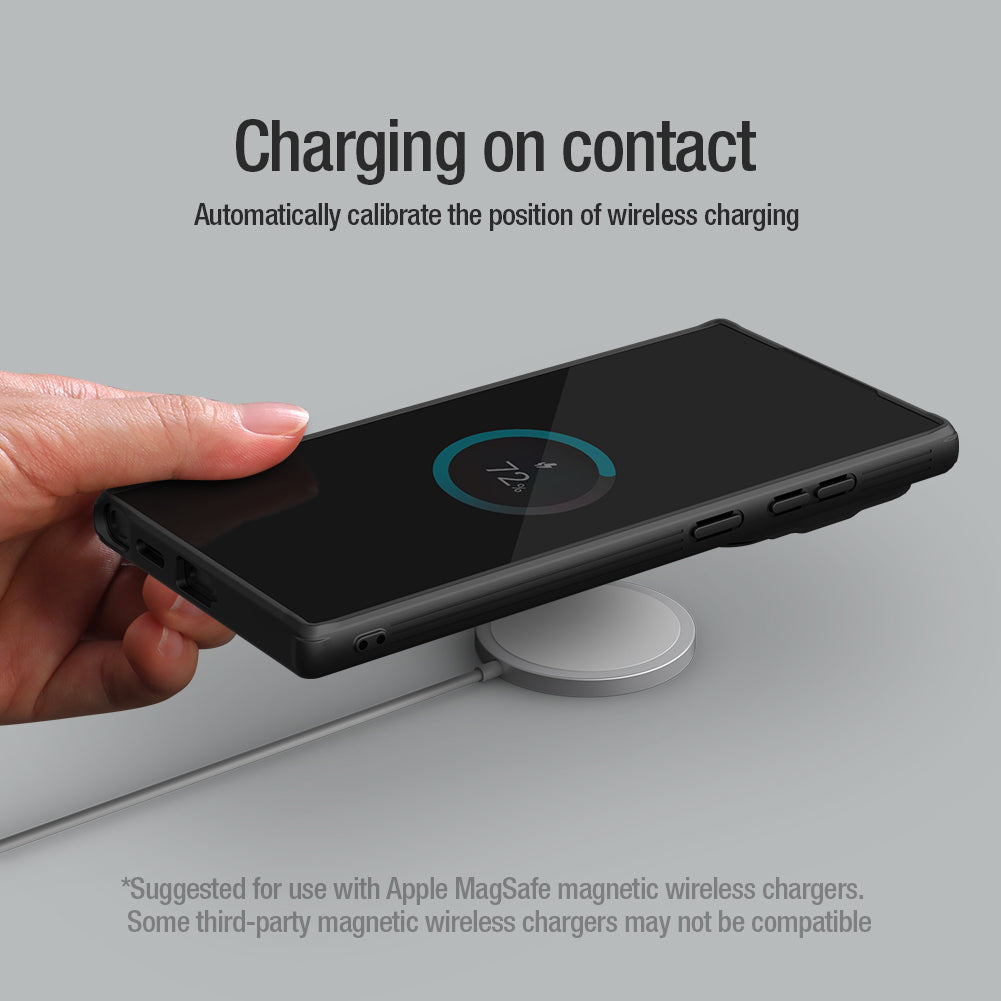 Nillkin Samsung S24 Series Phone Stand/Lens Cover 2 in 1,Built-in magnetic function,Four-corner Airbag,Anti-Slip Phone Case