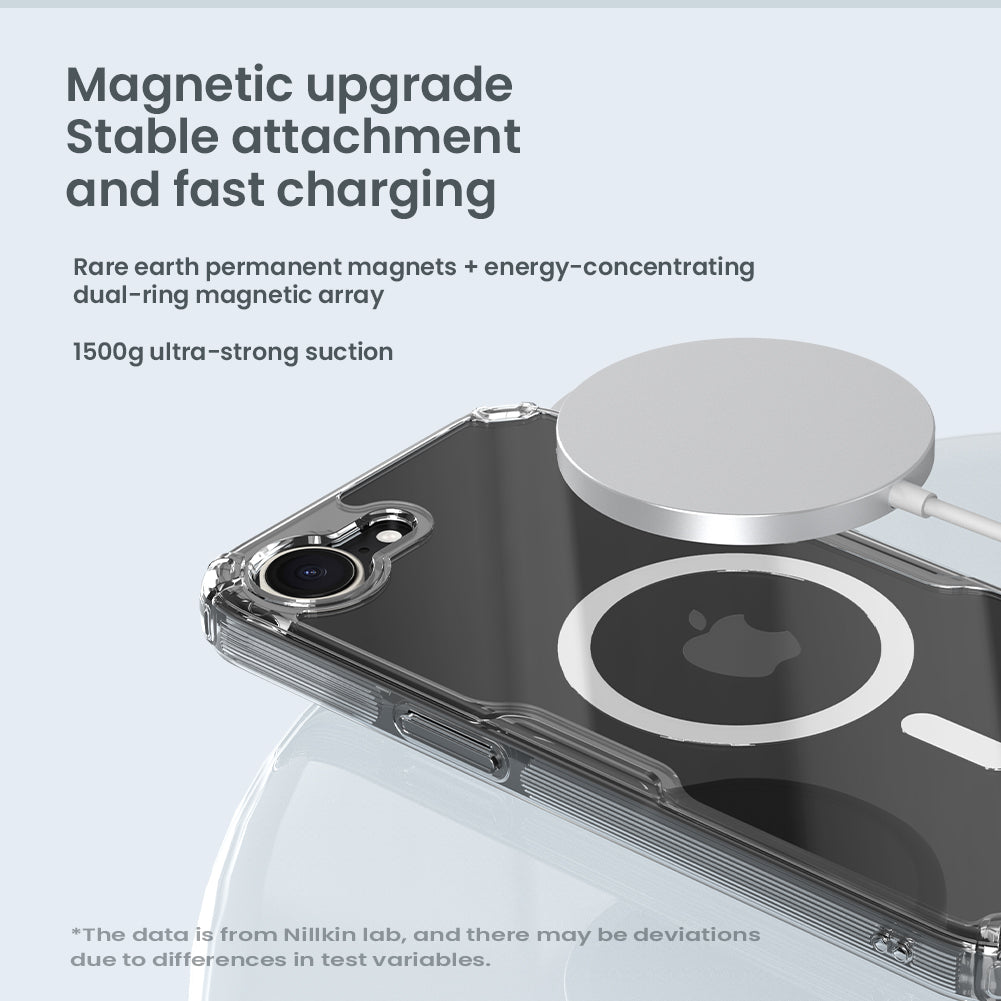 Nillkin iPhone 16e 6.1" 內置磁吸四角氣囊邊框加厚TPU+PC背版防摔手機保護殼本色Pro系列