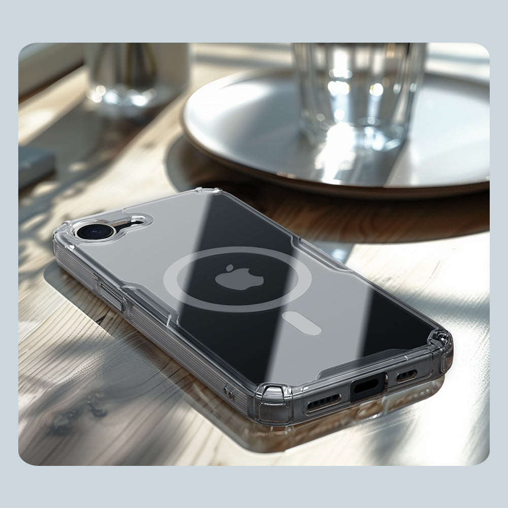 Nillkin iPhone 16e 6.1" 內置磁吸四角氣囊邊框加厚TPU+PC背版防摔手機保護殼本色Pro系列