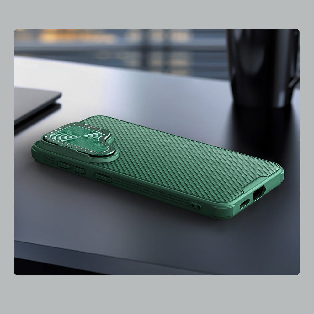 Nillkin Samsung S24 Series Phone Stand/Lens Cover 2 in 1,Built-in magnetic function,Four-corner Airbag,Anti-Slip Phone Case