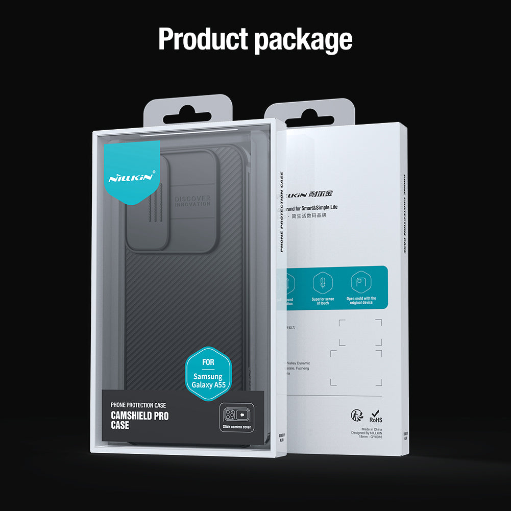 Nillkin Samsung A55 Slide Cover Lens Protection,Four-corner Airbag Phone Case CamShield Pro Series