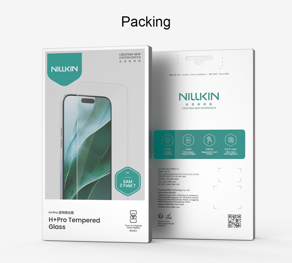 Nillkin 三星 Z Fold 7 日本AGC玻璃 0.22mm 超薄 2.5D 9H HD高清防刮防指紋防炫光 前屏幕鋼化玻璃保護貼