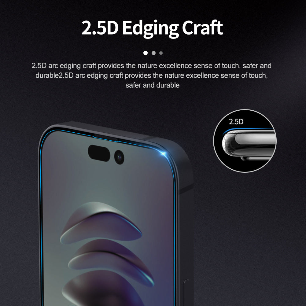 Nillkin iPhone 15 系列日本AGC玻璃 1.2mm 超薄 2.5D 9H HD高清防刮防指紋防炫光鋼化玻璃屏幕保護貼