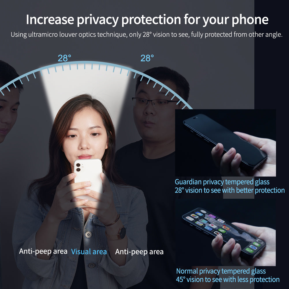 Nillkin iPhone 15 系列日本AGC玻璃防偷窺防刮防指紋防炫光2.5D 9H HD高清鋼化玻璃屏幕保護貼 加送貼膜神器