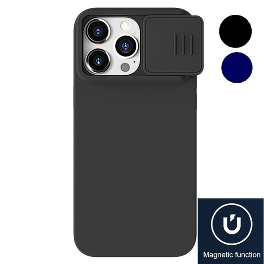 Nillkin iPhone 15 系列 MagSafe內置磁吸液態硅膠鏡頭滑蓋手機保護殼潤鏡系列