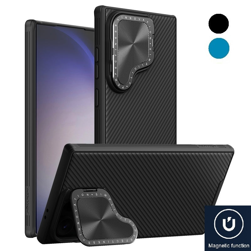 Nillkin Samsung S24 Series Phone Stand/Lens Cover 2 in 1,Built-in magnetic function,Four-corner Airbag,Anti-Slip Phone Case