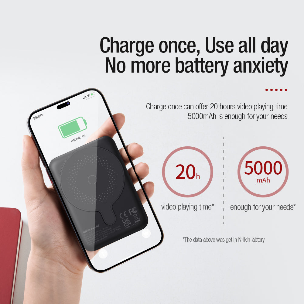 Nillkin 雙向磁吸無線充電移動電源 5000mAh 有線和無線雙模式充電 同時可充2部手機 小磁石系列