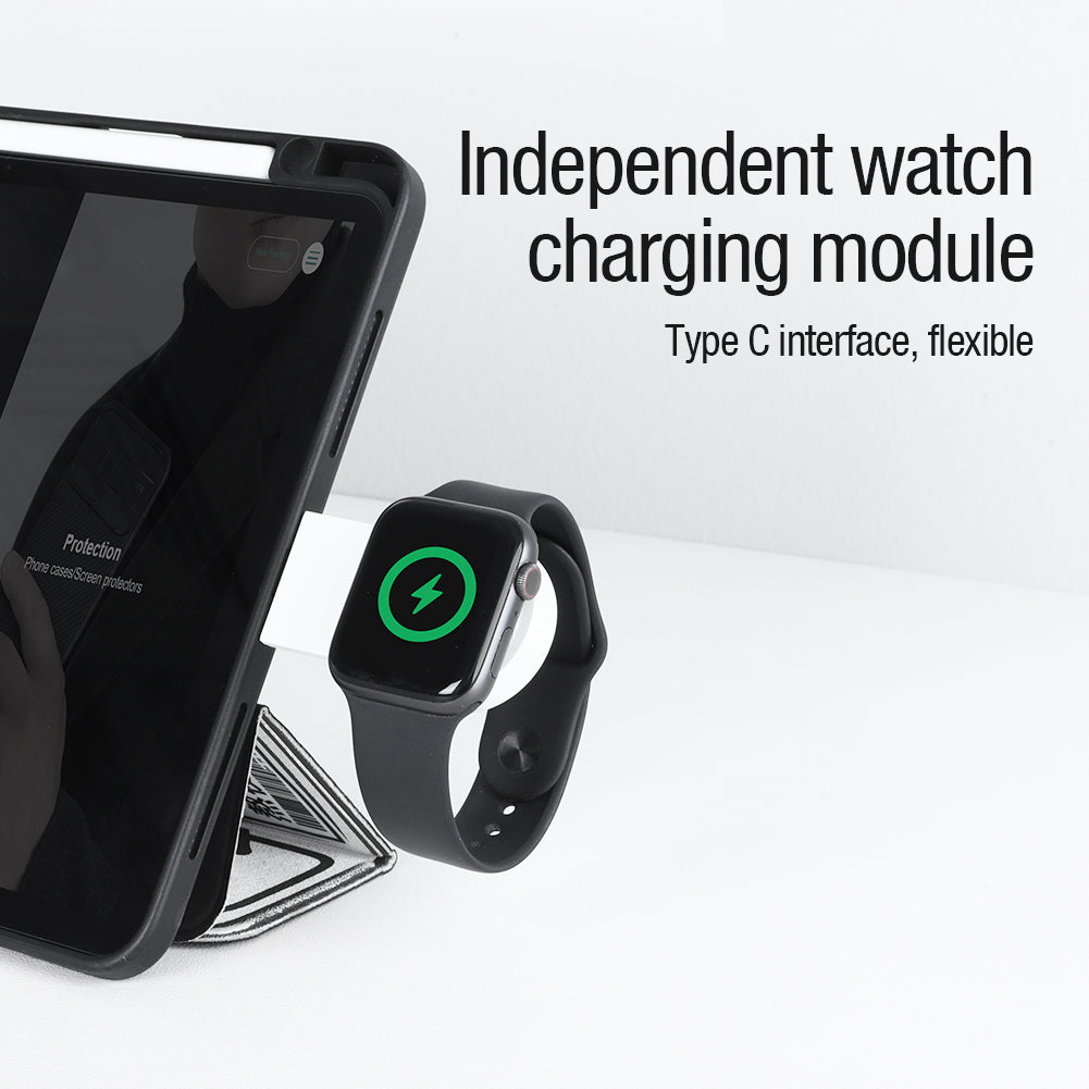 Nillkin 三合一無線充電器 MagSafe 磁吸MFi 認證版 iPhone/Airpods/Apple Watch同時充電直立式多角度調校 智游