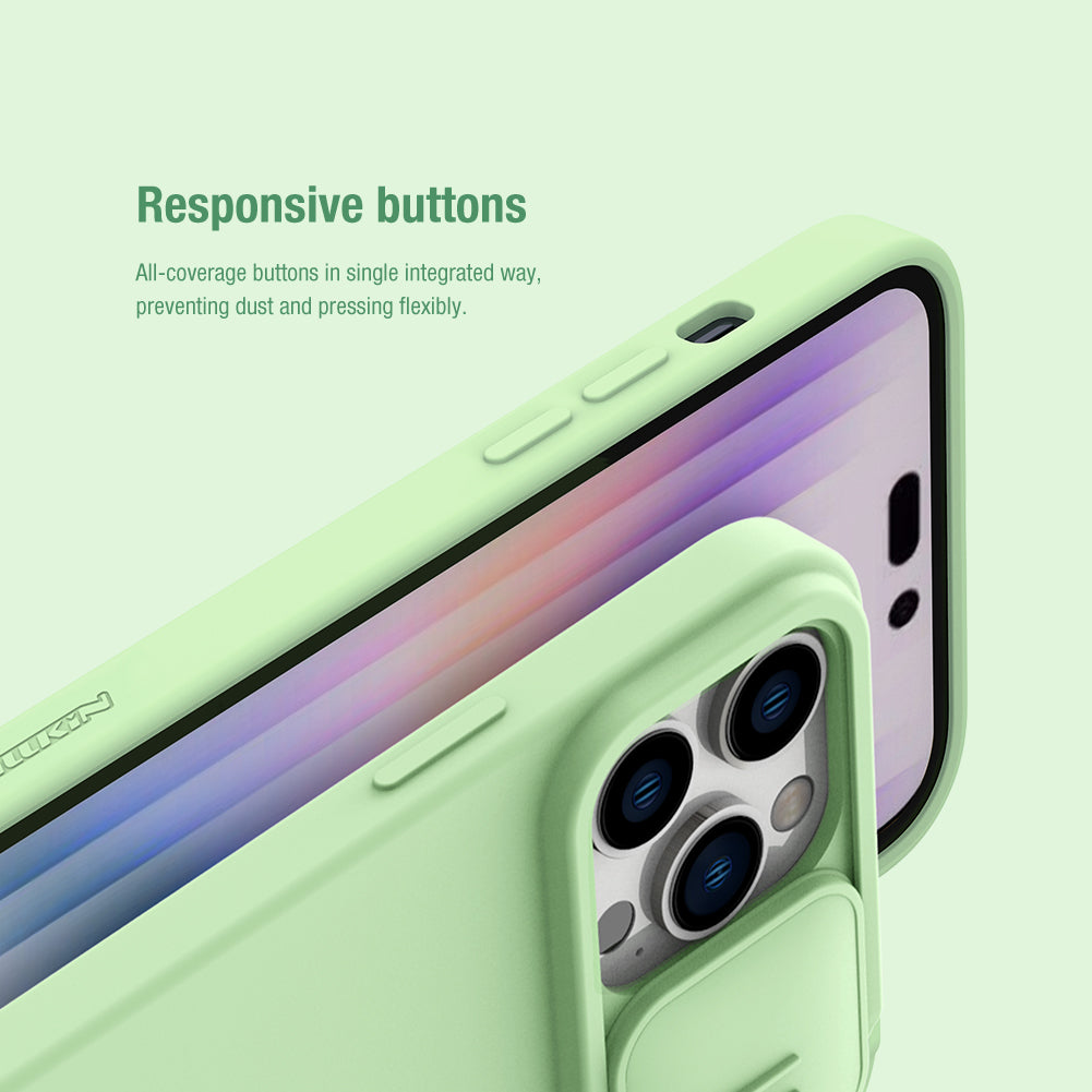 Nillkin iPhone 14 Pro 6.1" MagSafe Built-in Magnetic Function Sliding Lens Cover Liquid Silicone Phone Case CamShield Silky Series