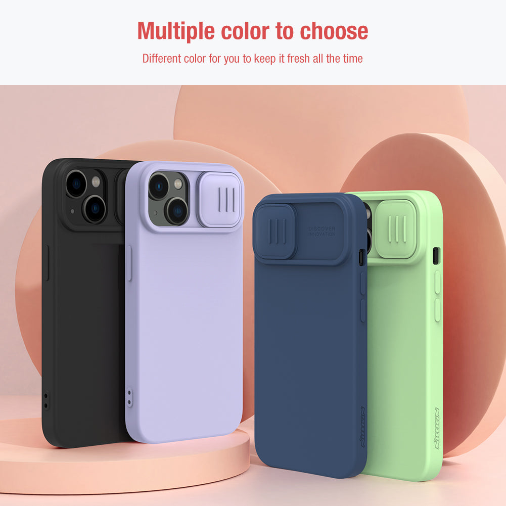 Nillkin iPhone 14 Plus 6.7" MagSafe內置磁吸液態硅膠鏡頭滑蓋手機保護殼潤鏡系列