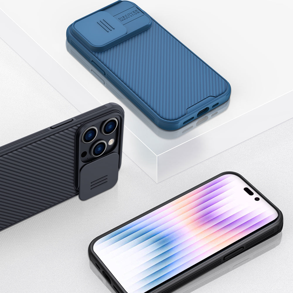 Nillkin iPhone 14 Pro Max 6.7" MagSafe Built-in Magnetic Function Slide Cover Lens Protection,Four-corner Airbag  Phone Case CamShield Pro Series
