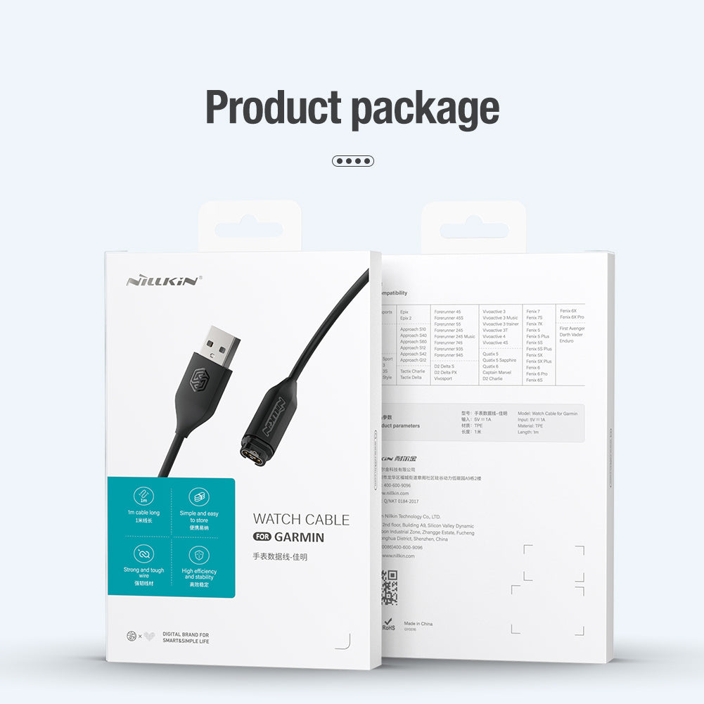 Nillkin GARMIN手錶專用充電/數據線 一米 強韌TPE線材SR加固 兼容性強(單裝/2條裝)