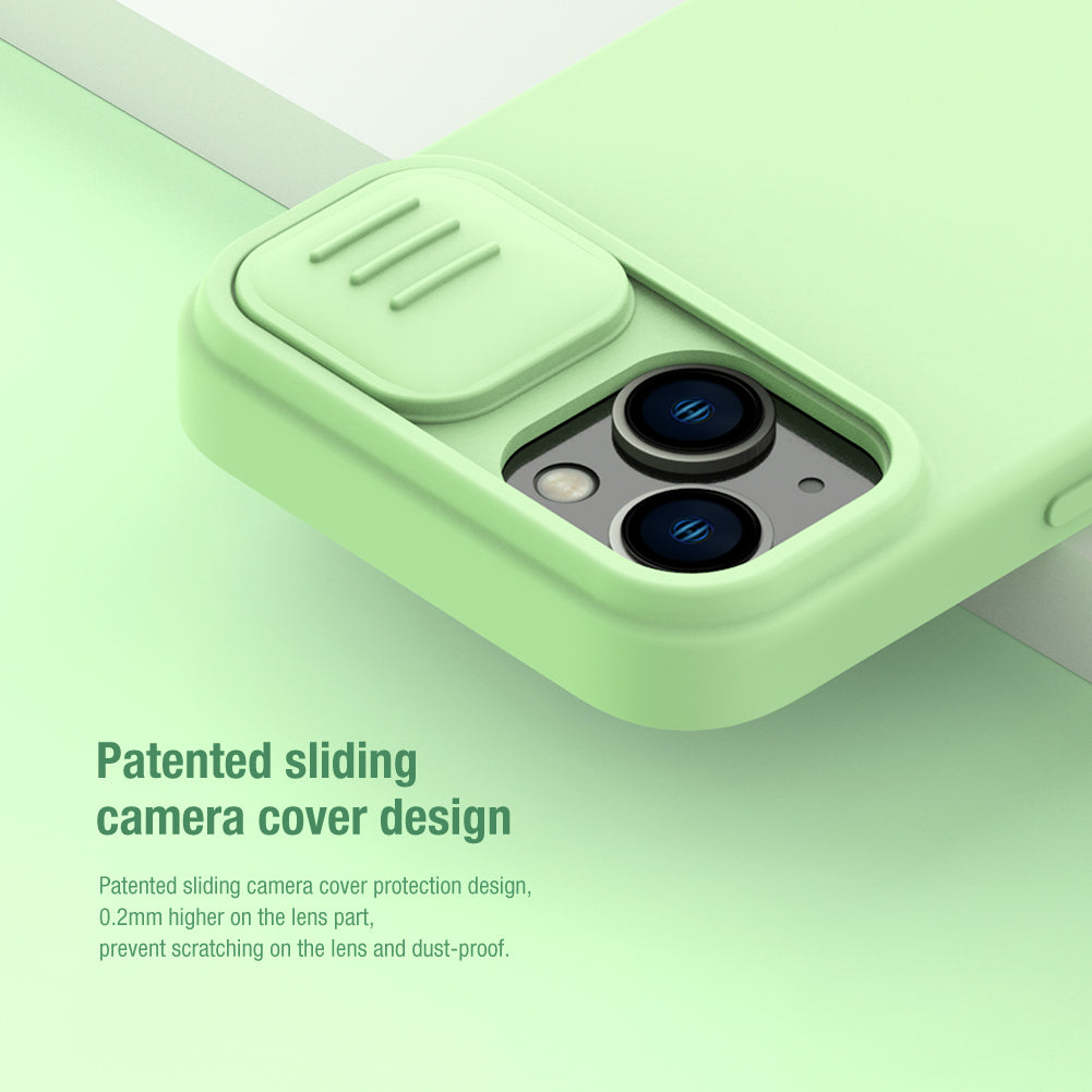 Nillkin iPhone 14 Plus 6.7" MagSafe內置磁吸液態硅膠鏡頭滑蓋手機保護殼潤鏡系列