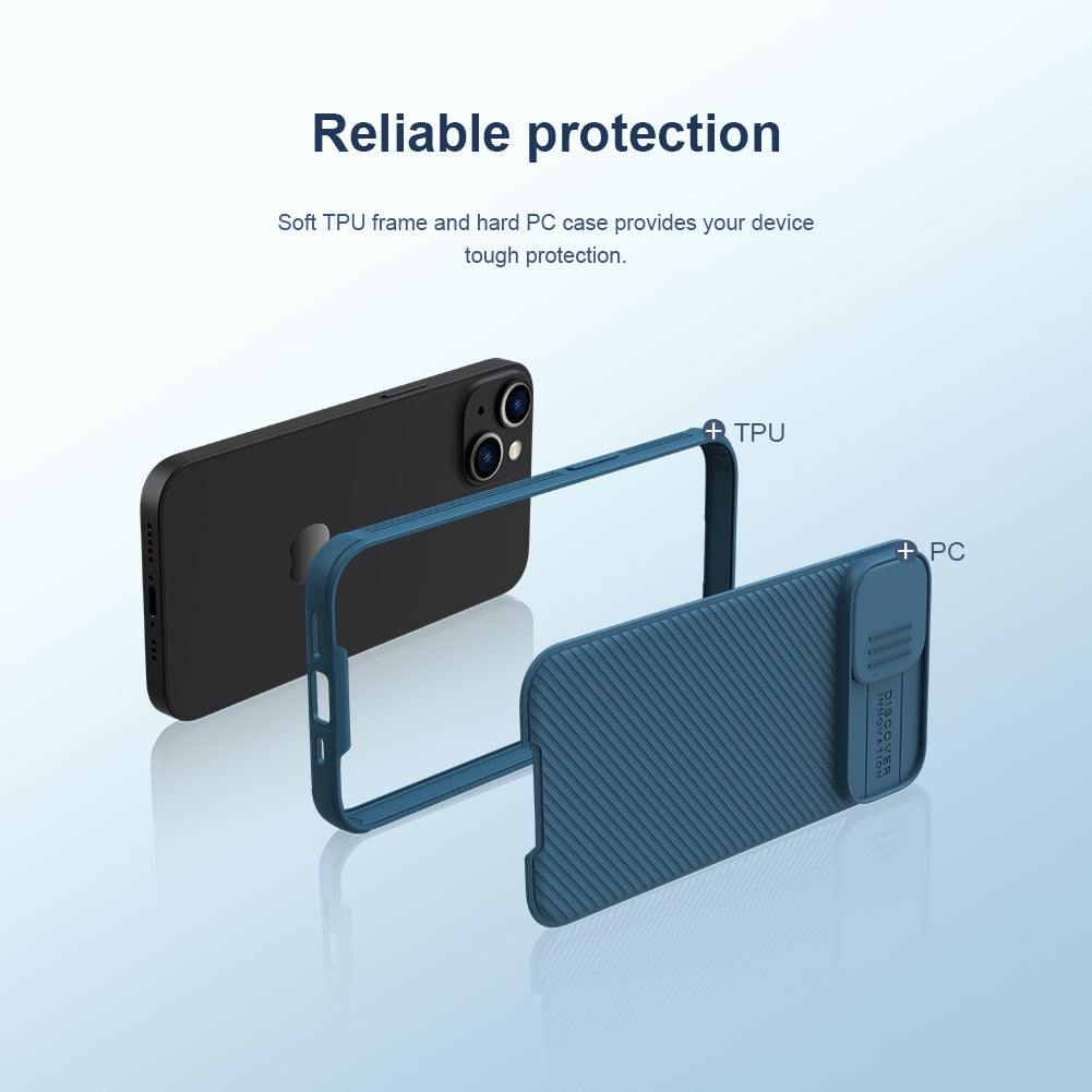 Nillkin iPhone 14 Plus 6.7" MagSafe Built-in Magnetic Function Slide Cover Lens Protection,Four-corner Airbag  Phone Case CamShield Pro Series