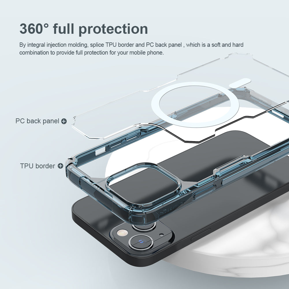 Nillkin iPhone 14/13 6.1" 通用MagSafe內置磁吸四角氣囊邊框加厚TPU 亞克力背板防摔手機保護殼本色Pro系列