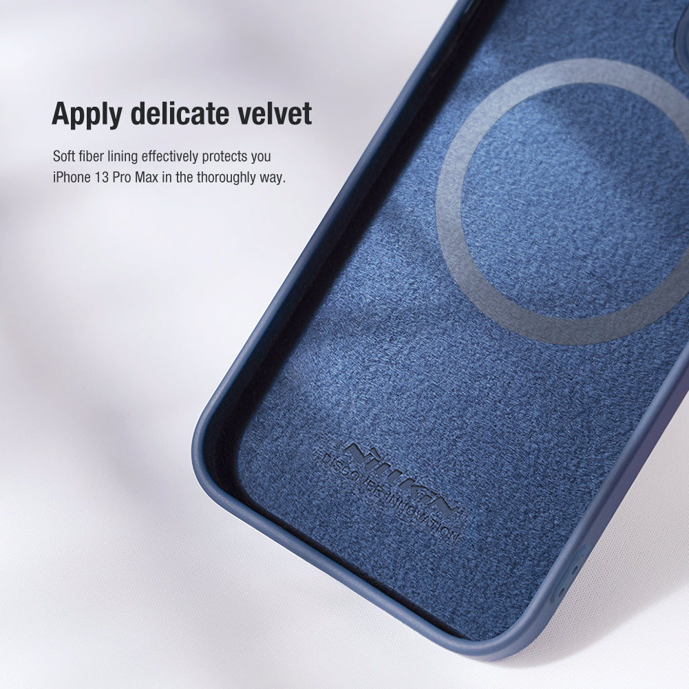 Nillkin iPhone 14 Pro 6.1" MagSafe Built-in Magnetic Function Sliding Lens Cover Liquid Silicone Phone Case CamShield Silky Series