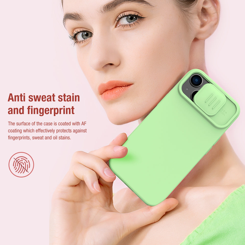Nillkin iPhone 14 Plus 6.7" MagSafe內置磁吸液態硅膠鏡頭滑蓋手機保護殼潤鏡系列