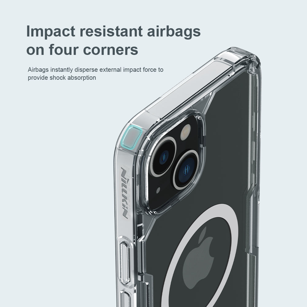Nillkin iPhone 14/13 6.1" 通用MagSafe內置磁吸四角氣囊邊框加厚TPU 亞克力背板防摔手機保護殼本色Pro系列