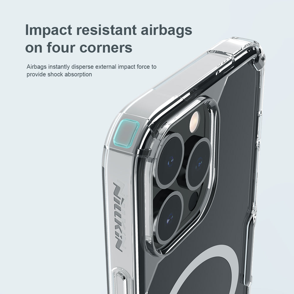 Nillkin iPhone 14 Pro 6.1" MagSafe Built-in Magnetic Function Four-corner Airbag Anti-slip TPU + Acrylic board Phone Case Nature Pro Series