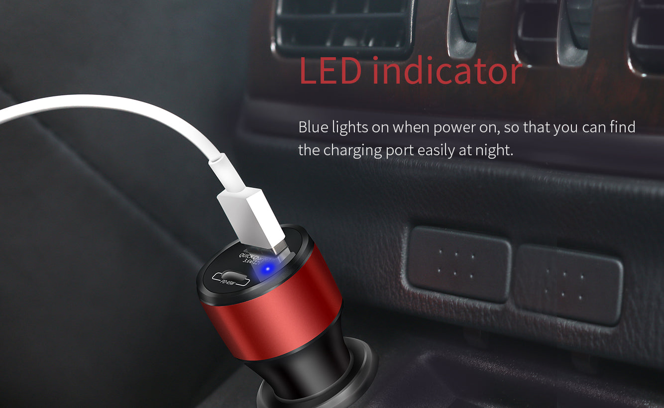 Nillkin PD3.0/QC3.0 63W USB+Type-C 鋁合金高速汽車充電器(可充Macbook及平板電腦)