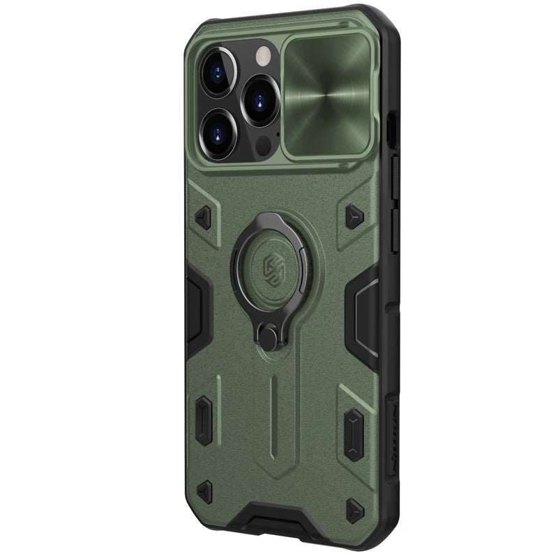 Nillkin iPhone 13 Series Lens Protection Sliding Cover,Ring Holder Stand,Fully-enclosed,Drop-Proof,Four-corner Airbag CamShield Armor Series Phone Case