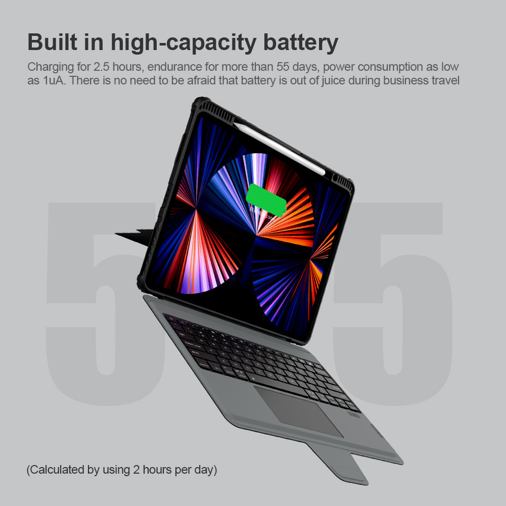 Nillkin iPad Pro 12.9" 20/21/22 / iPad Air 13" 24 Bluetooth Keyboard Case Smart Trackpad Sliding Camera Cover Multi-Angle Stand Bumper Combo Series