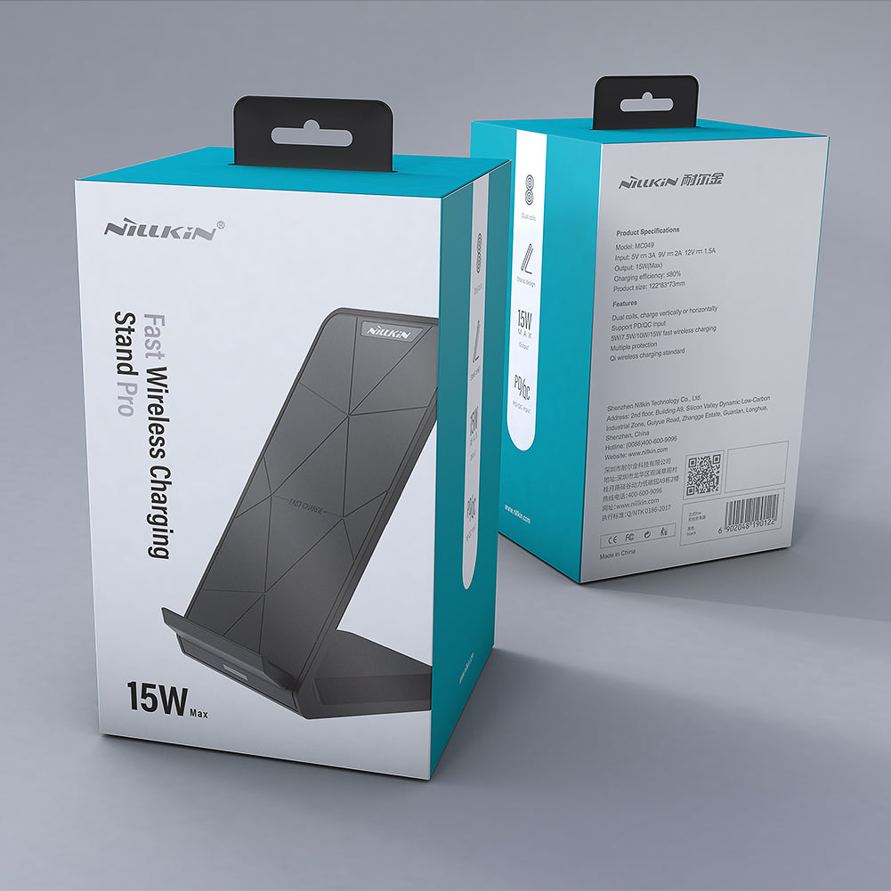 Nillkin 15W升級版雙線圈直立式快速無線充電手機座