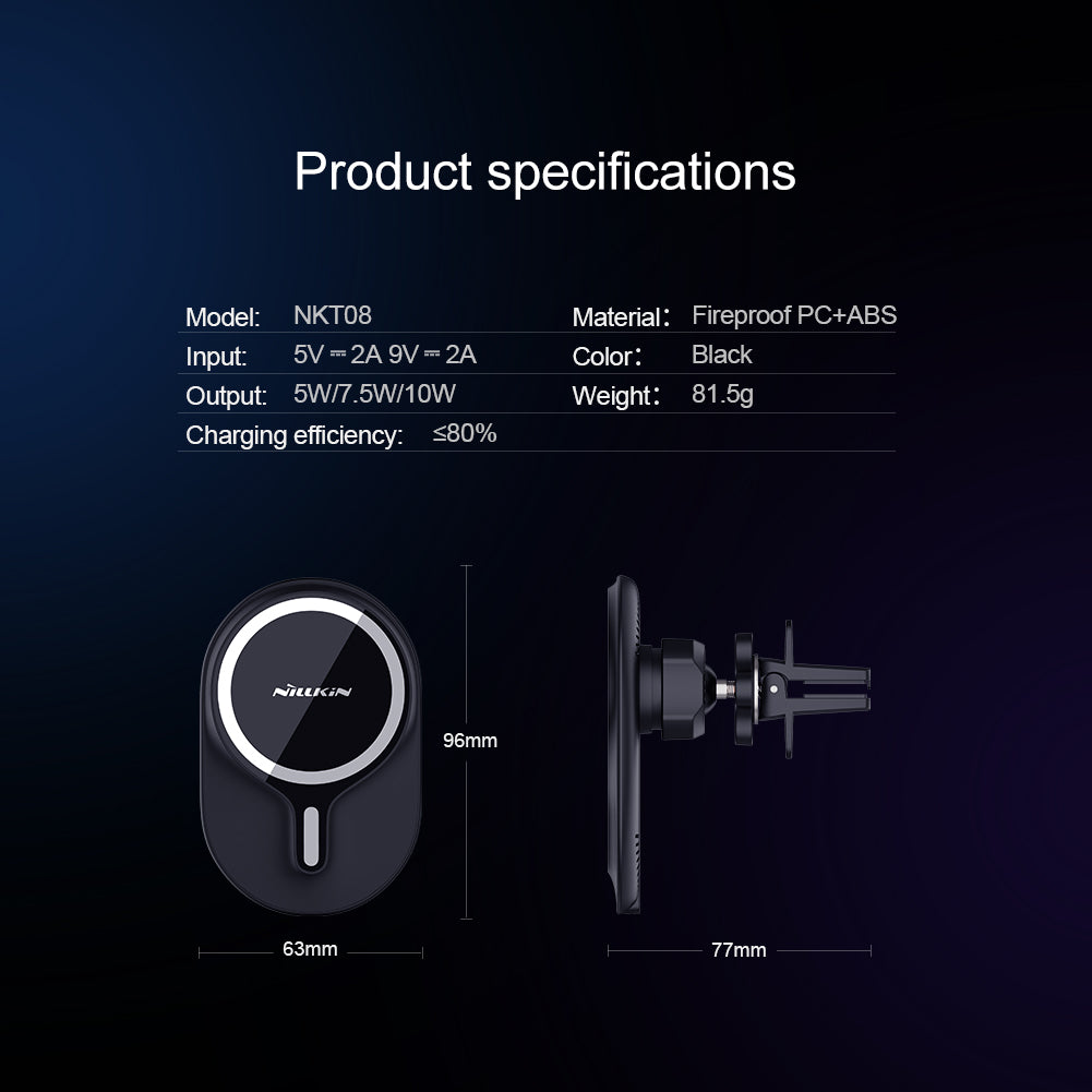 Nillkin MagSafe 功能磁力車用無線充電器 10W/7.5W無線快充 多角度調教視角