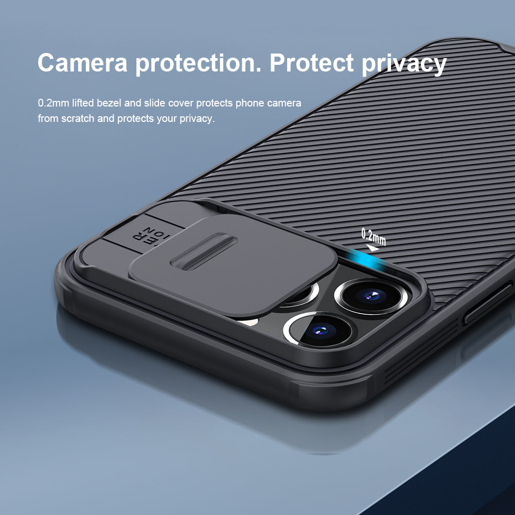 Nillkin iPhone 13 Series Lens Protection Sliding Cover,Four-corner Airbag,Anti-Slip CamShield Pro Series Phone Case