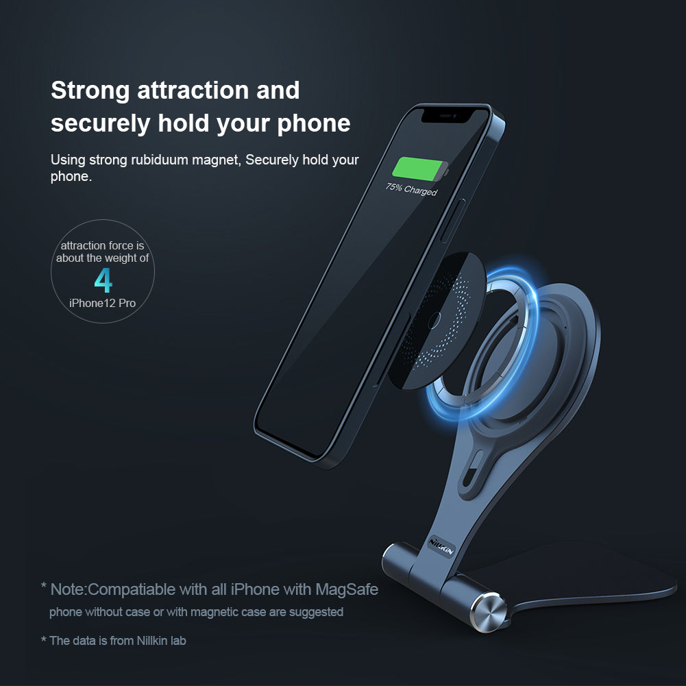 Nillkin 鋁合金 iPhone MagSafe手機專用 無線快速充電支架 摺合式多角度調教 智航系列