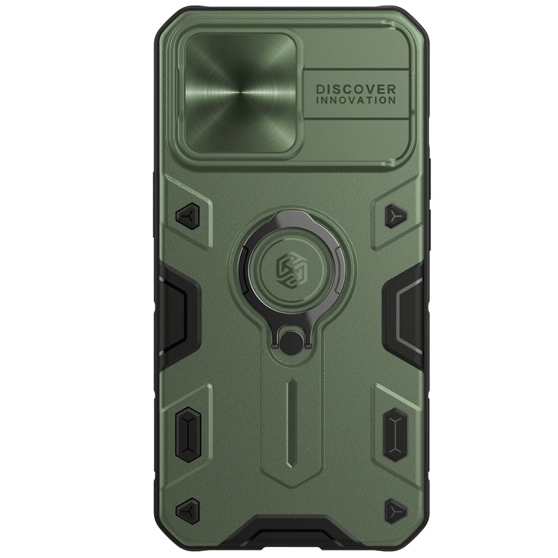 Nillkin iPhone 13 Series Lens Protection Sliding Cover,Ring Holder Stand,Fully-enclosed,Drop-Proof,Four-corner Airbag CamShield Armor Series Phone Case