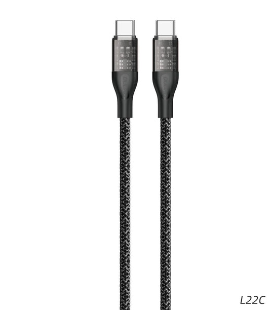 Dudao 120W Type-C 轉 Type-C 閃充 透明外殼 1米快充線 雙核芯片防短路 L22系列