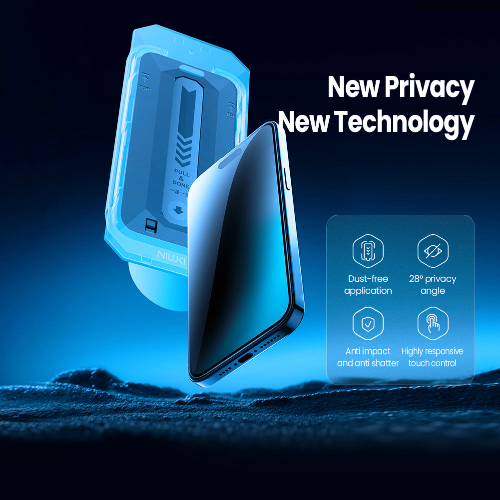 Nillkin iPhone 17 系列二次強化高鋁玻璃防偷窺防刮防指紋防炫光2.5D HD高清鋼化玻璃屏幕保護貼 附貼膜神器