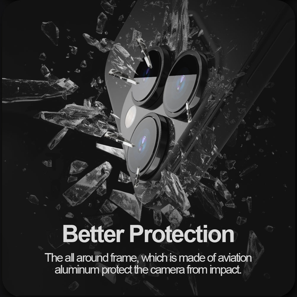 Nillkin iPhone 15 系列 0.4mm 航空鋁材邊框 鏡頭保護貼 高透防塵防刮花 自帶貼膜神器