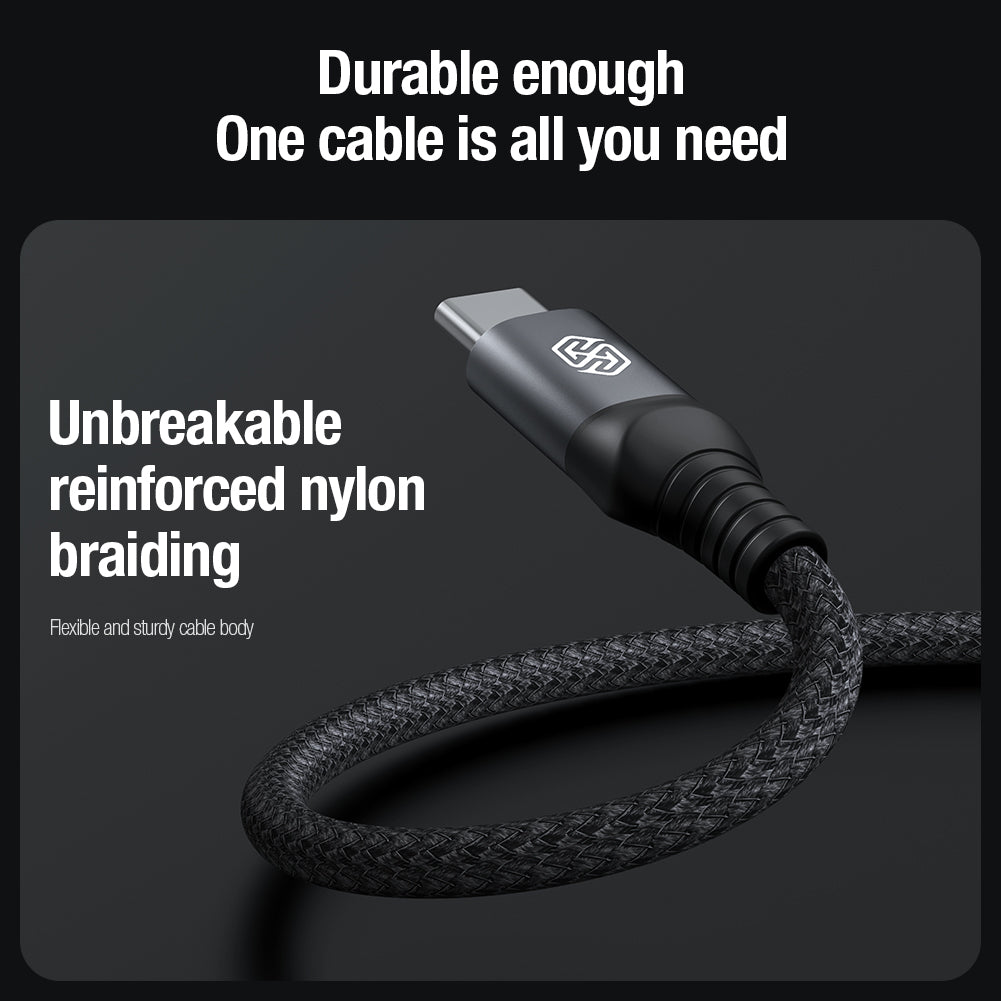 Nillkin Upgade Version 1.5M 3 in 1 Woven Nylon 4.4A Fast Charging Data Cable (3 Independent Chips) (Single/Twin)