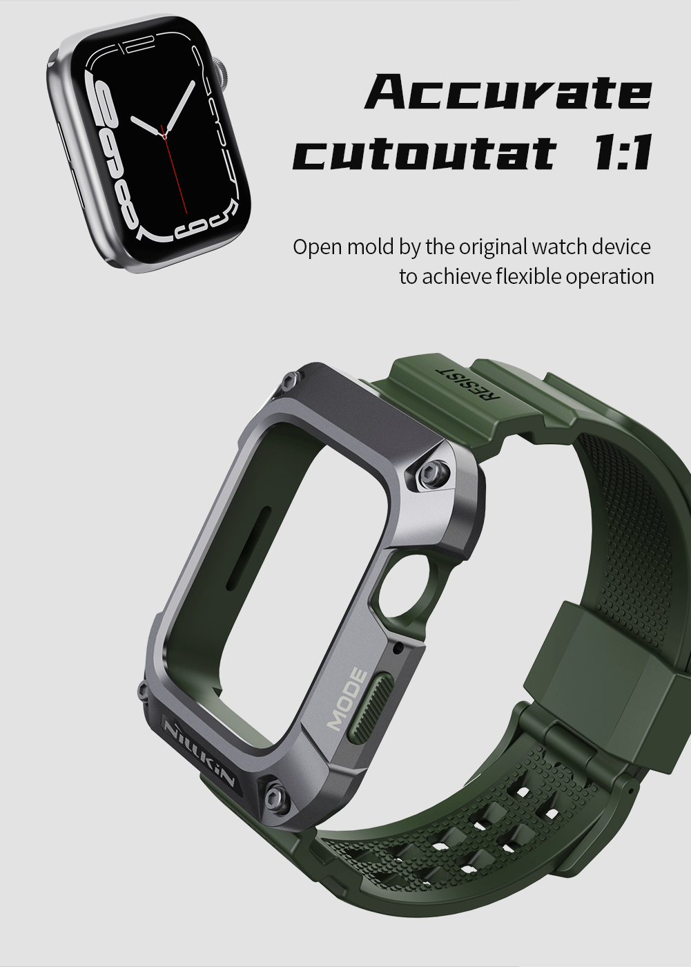 Nillkin 44mm Alloy+TPU 2 in 1 Watchband Case for Apple Watch 4/5/6/SE Dynaguard Series