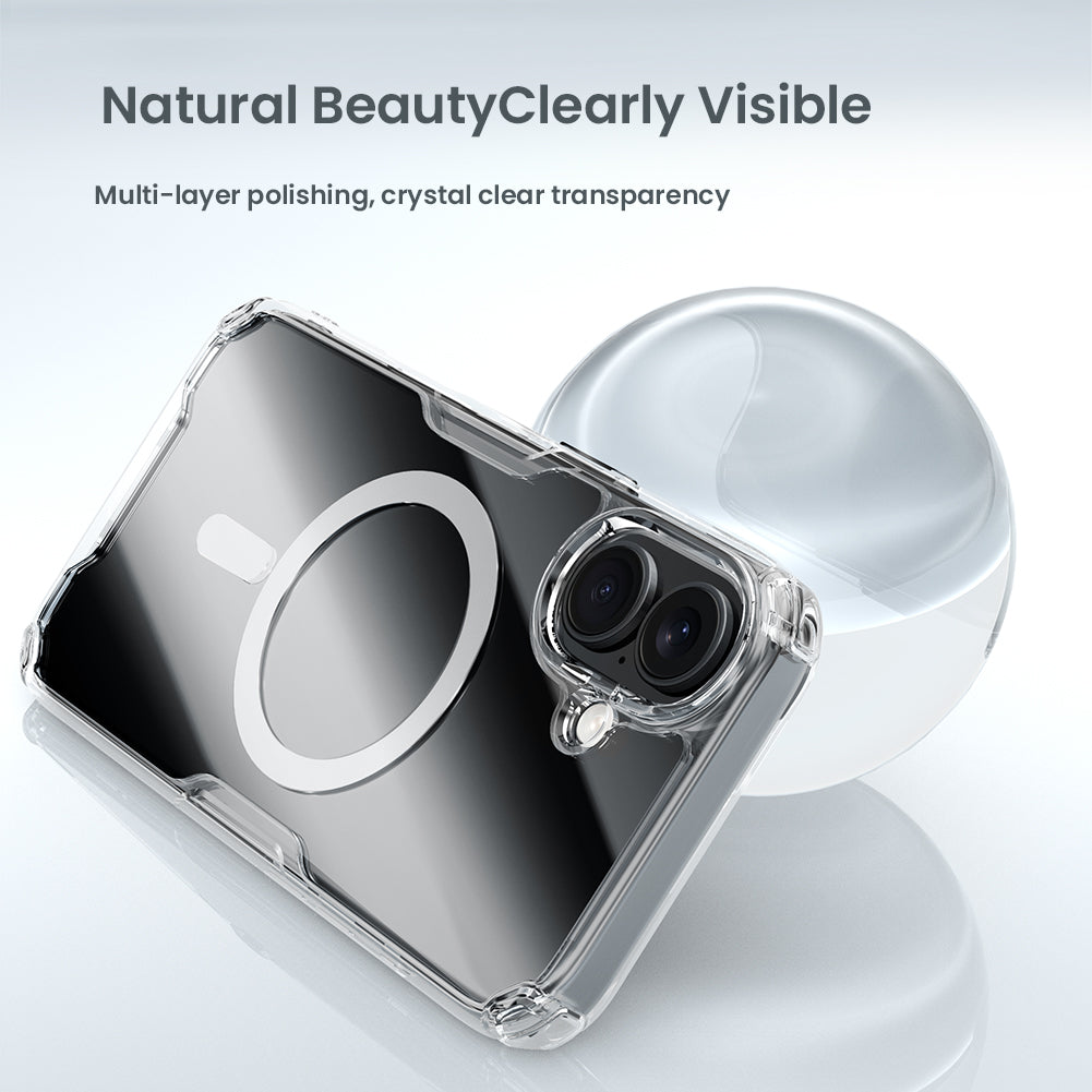 Nillkin iPhone 16 Series MagSafe Built-in Magnetic Function Four-corner Airbag Anti-slip TPU + Acrylic board Phone Case Nature Pro Series