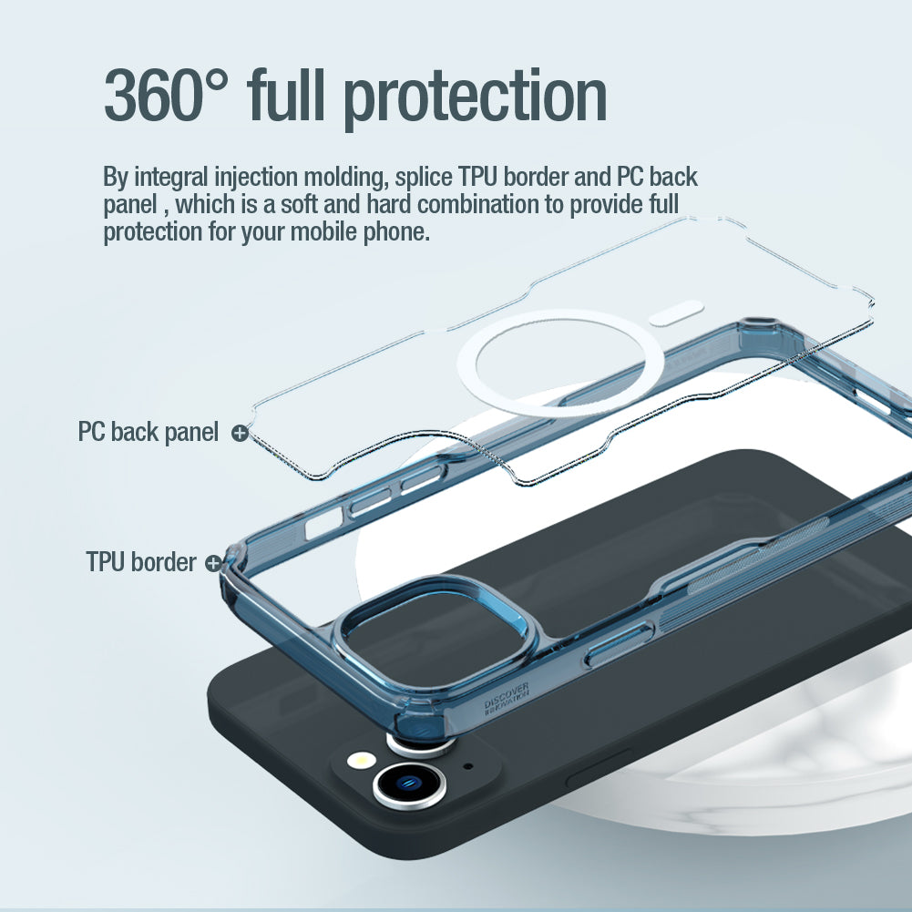 Nillkin iPhone 15 系列 MagSafe內置磁吸四角氣囊邊框加厚TPU 亞克力背板防摔手機保護殼本色Pro系列