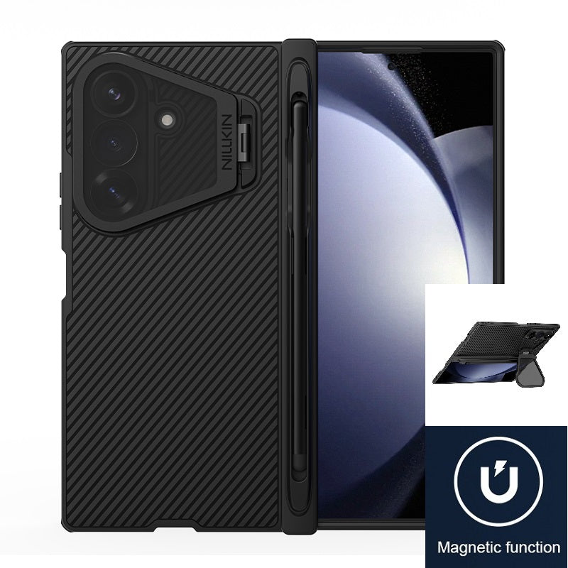 Nillkin 三星Z Fold 8 Ultra 鏡頭蓋/支架2合1 內置磁吸 TPU+PC背板保護殼 加送手寫筆