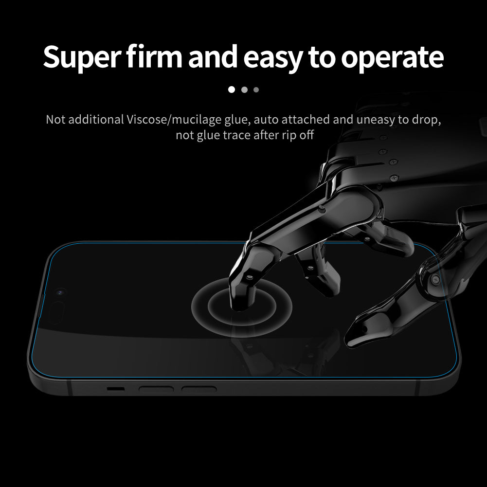 Nillkin iPhone 15 系列日本AGC玻璃 1.2mm 超薄 2.5D 9H HD高清防刮防指紋防炫光鋼化玻璃屏幕保護貼