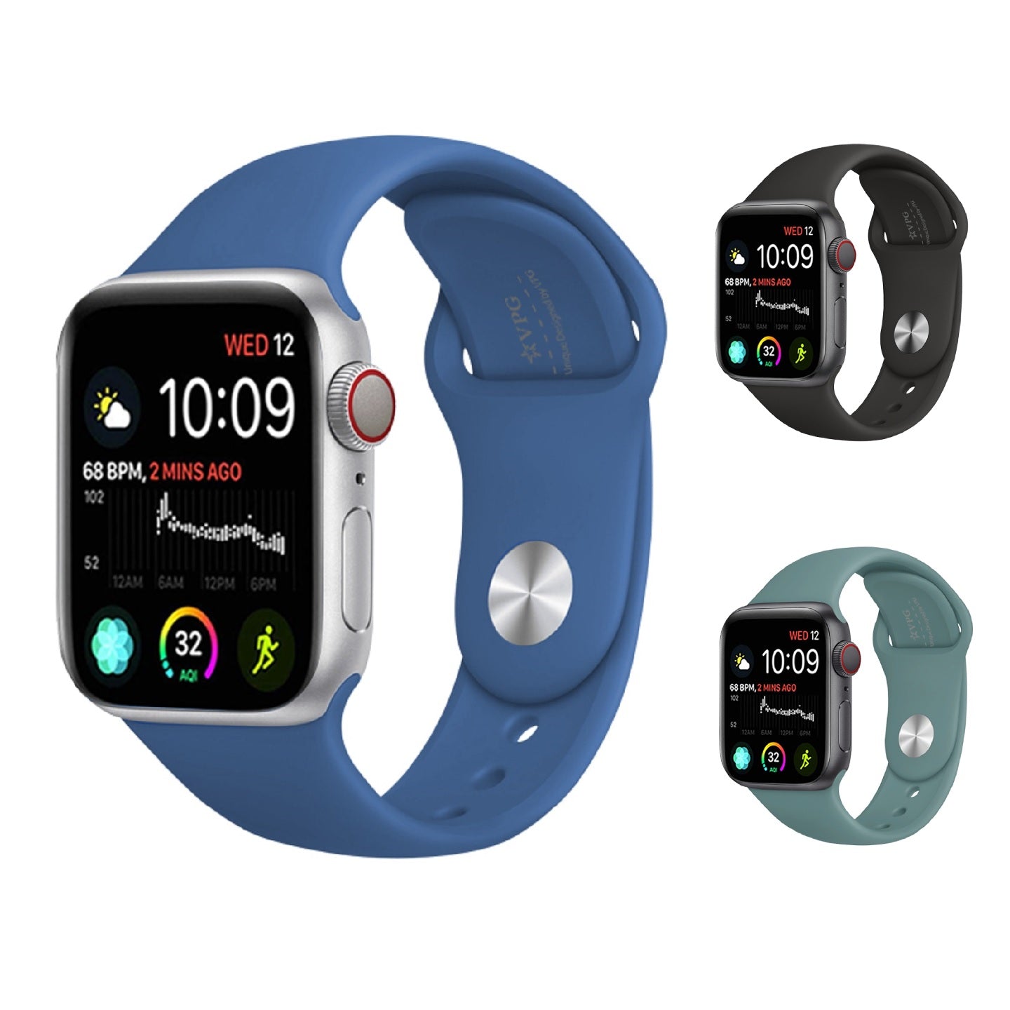 VPG Silicone Sport Band for Apple Watch 1/2/3/4/5/6/7/8/9/SE/Ultra/Ultra 2 Themis Series (3 Colors)