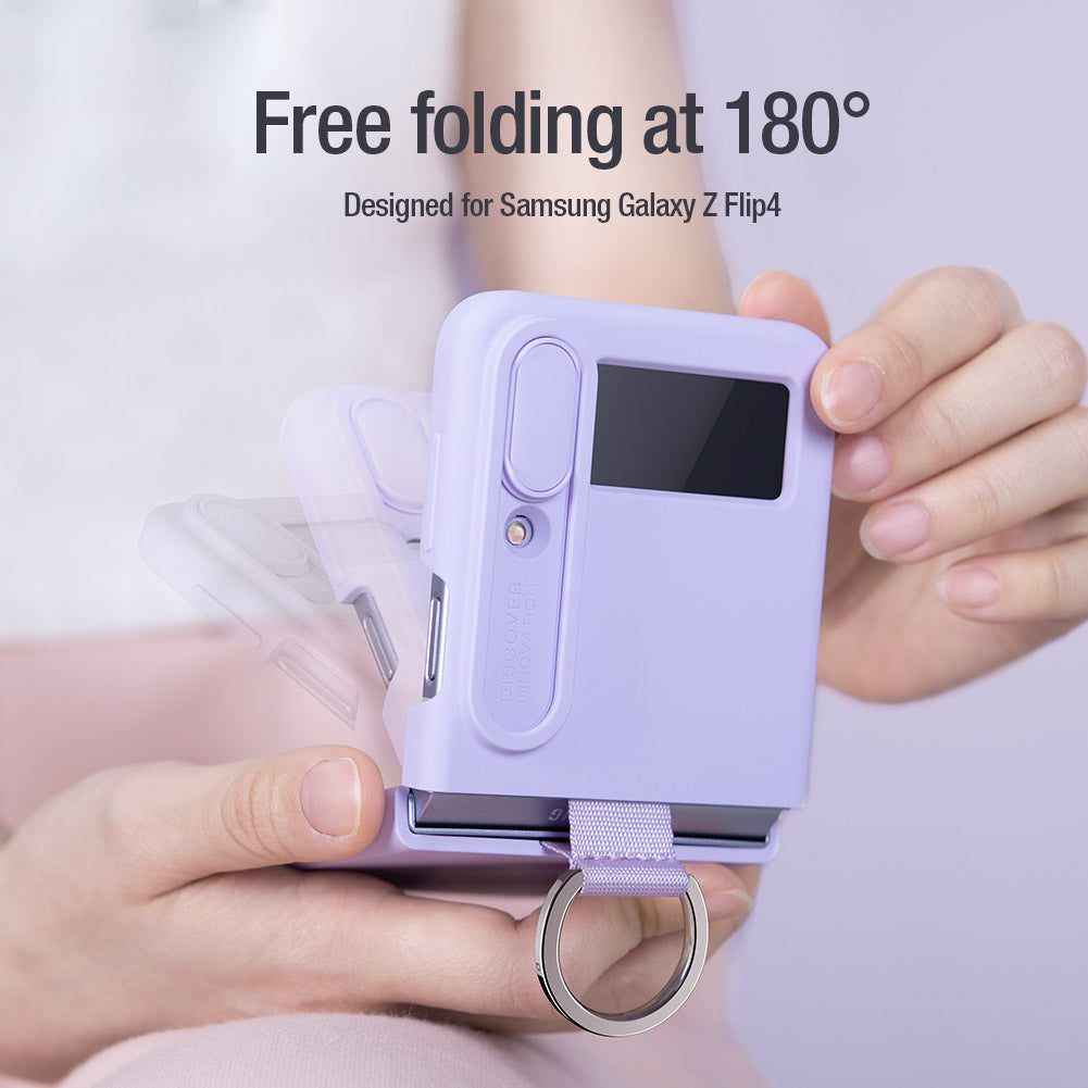 Nillkin Samsung Galaxy Z Fold 4 Sliding Lens Cover Liquid Silicone Key Ring Holder Phone Case CamShield Silky Series