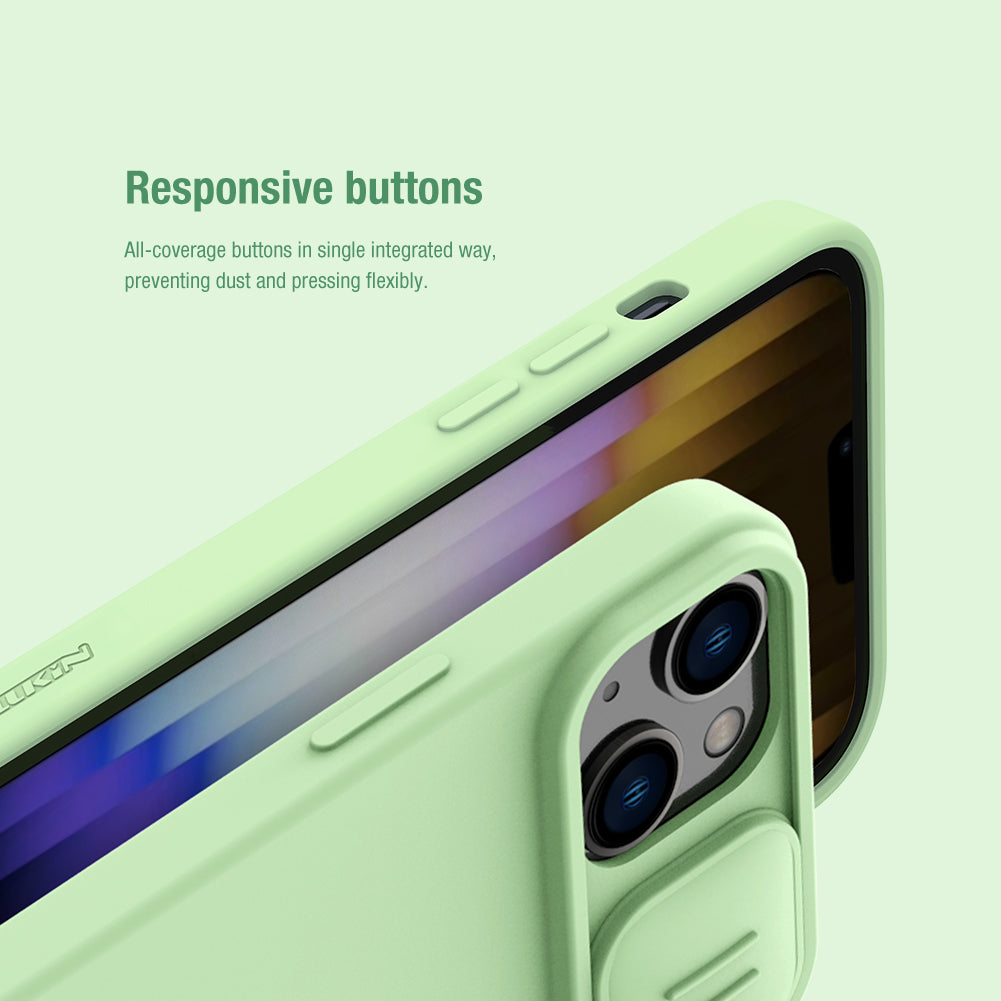 Nillkin iPhone 14/13 6.1" 通用MagSafe內置磁吸液態硅膠鏡頭滑蓋手機保護殼潤鏡系列