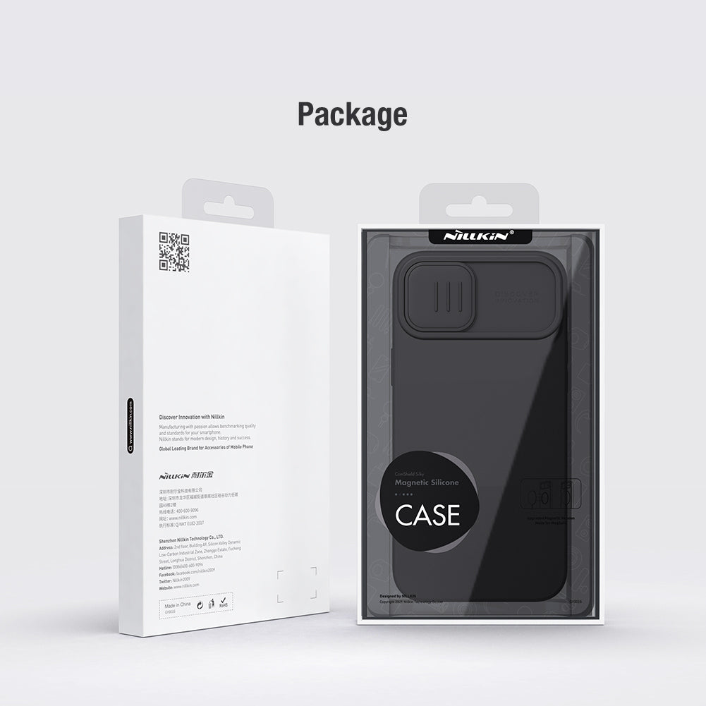 Nillkin iPhone 14/13 6.1" 通用MagSafe內置磁吸液態硅膠鏡頭滑蓋手機保護殼潤鏡系列