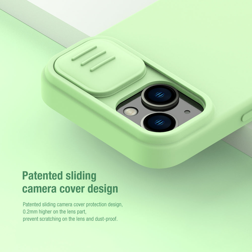 Nillkin iPhone 14 Plus 6.7" MagSafe Built-in Magnetic Function Sliding Lens Cover Liquid Silicone Phone Case CamShield Silky Series