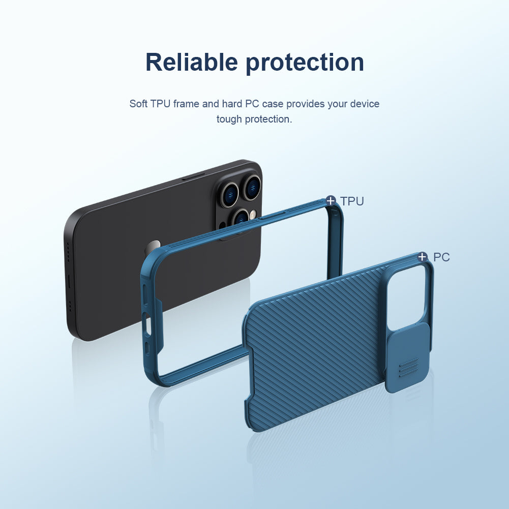 Nillkin iPhone 14 Pro 6.1"MagSafe內置磁吸/鏡頭滑蓋保護/四角氣囊防摔手機保護殼黑鏡Pro系列
